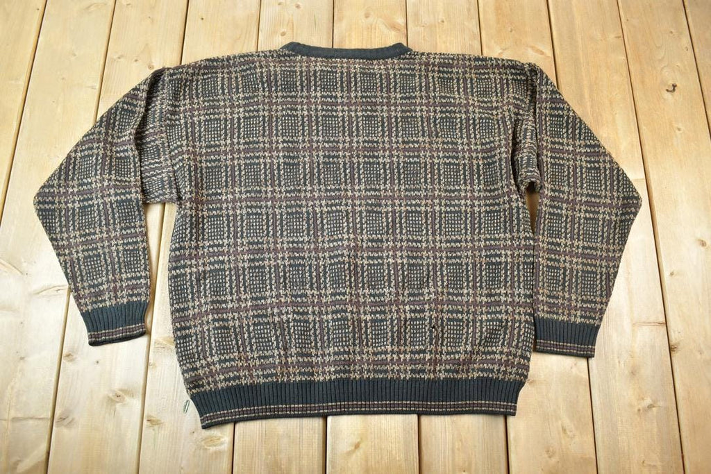 Vintage 1990s Natural Issue Knit Abstract Pattern Crewneck Sweater