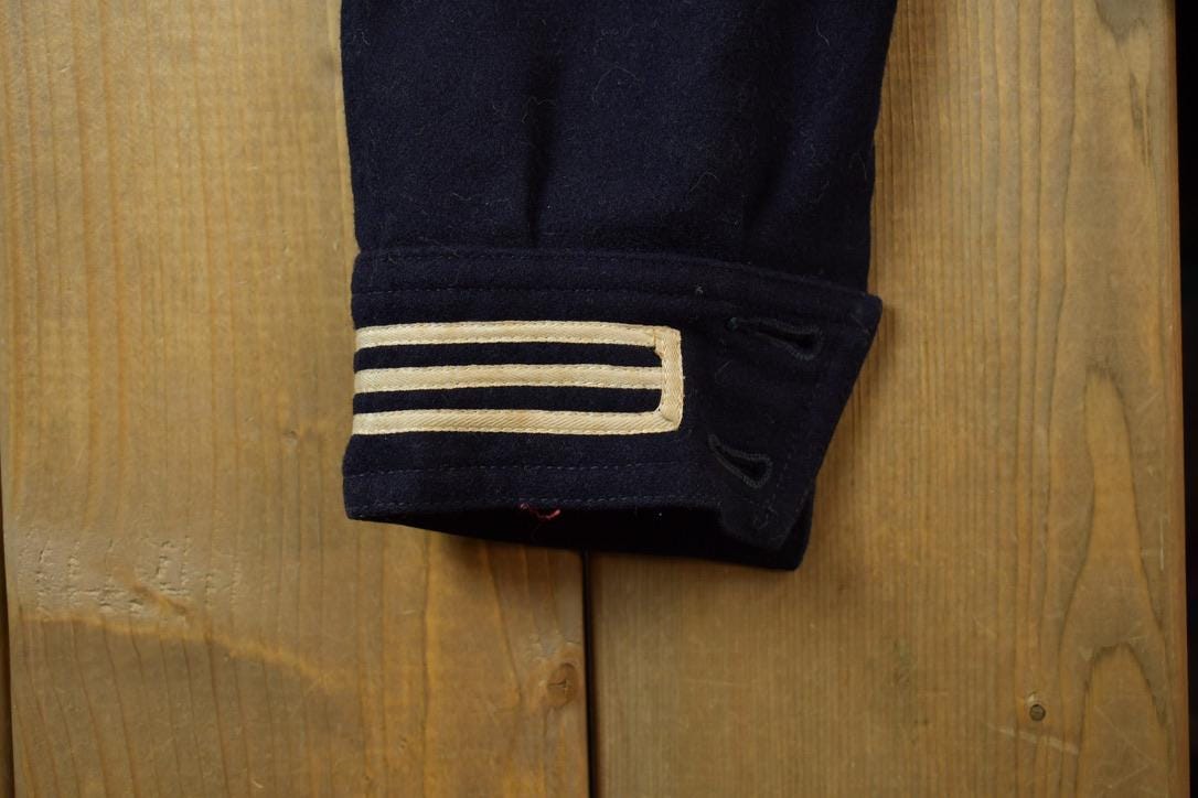 Vintage 1940s Navy Wool WW2 Pull Over Marine Unifrom Jacket