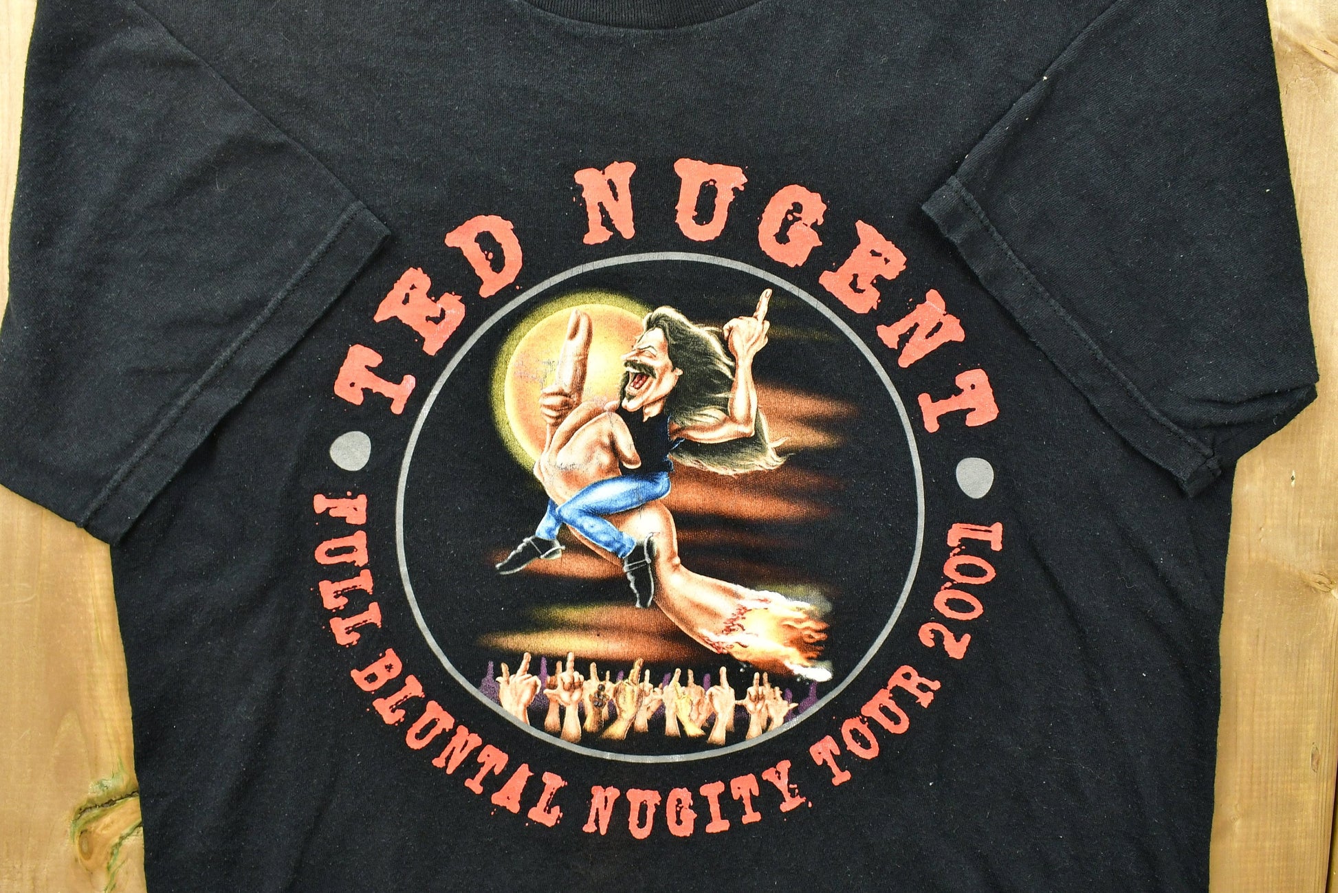 Vintage 2001 Ted Nugent Full Bluntal Nugity Tour Band T-Shirt Made in USA