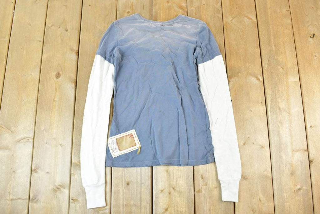 Women Vintage Deadstock Vigoss Y2K Argyle Lion Double Sleeve T-Shirt / Vigoss Grunge Skull Print / Contrast Stitch / Internet Famous