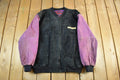 Vintage 1990's Minnesota Vikings Jeff Hamilton Suede Leather Letterman Jacket Mens Large