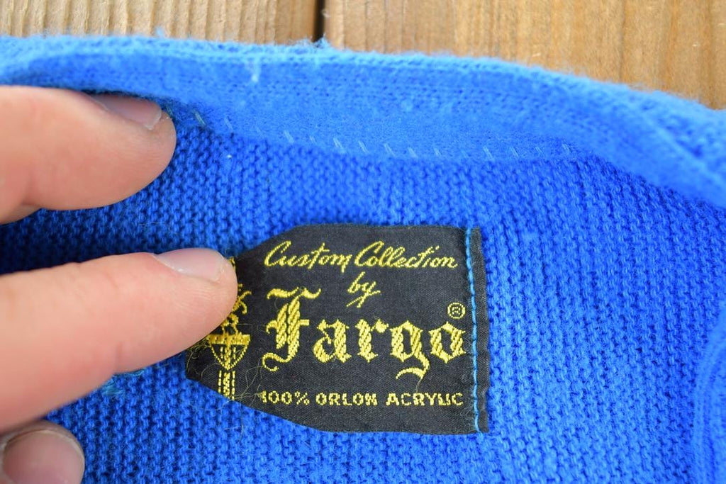 Vintage 1970s Fargo Knit Perfect Mild Distress Cardigan Sweater Made In USA