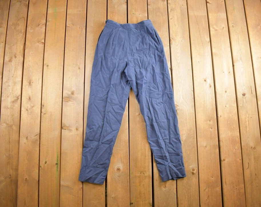 Vintage 1980s Paula Saker Blue Trousers Size 26x30
