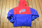 Vintage 1994 Buffalo Bills Team NFL Triple Fat Goose Quarter Zip Hooded Pullover NFL Football Jacket