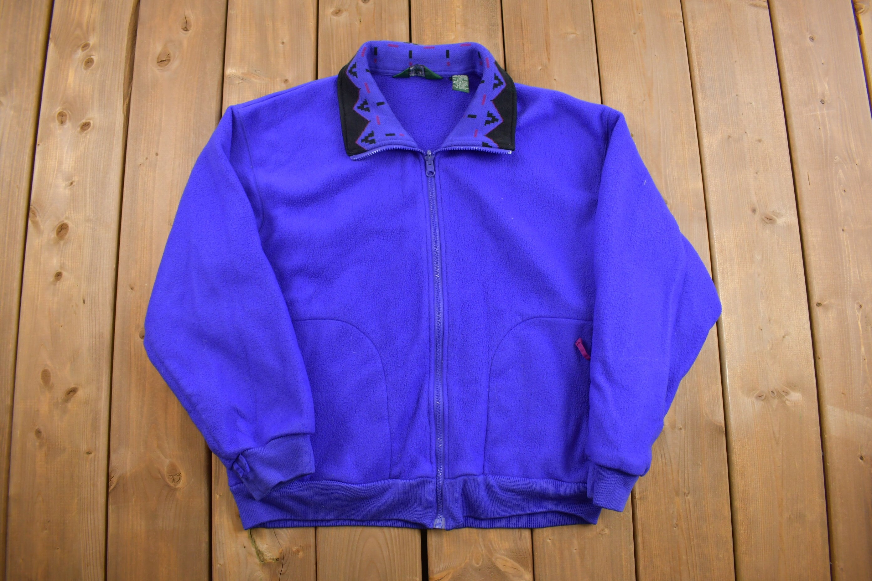 Vintage 1990s Aztec Accent Zip Up Sweatshirt