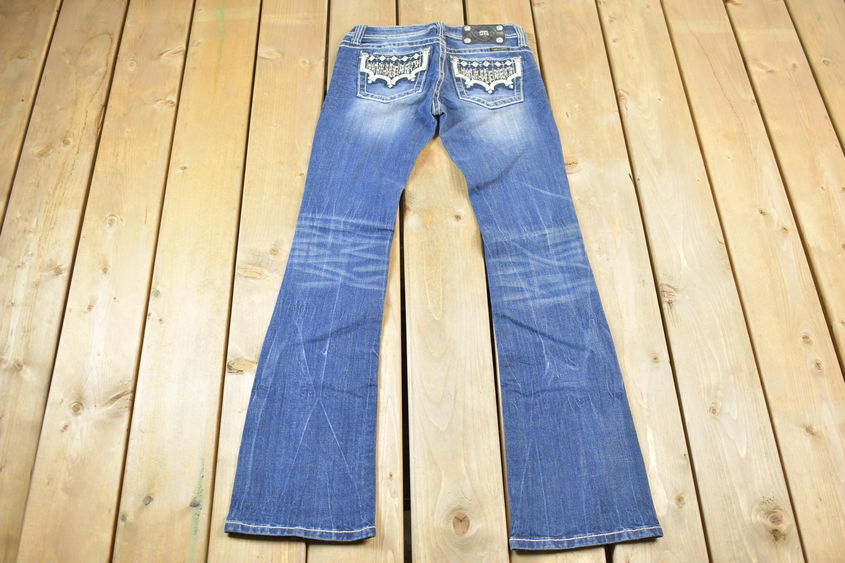 Vintage Y2K Miss Me Bedazzled Low Rise Jeans Size 26x32