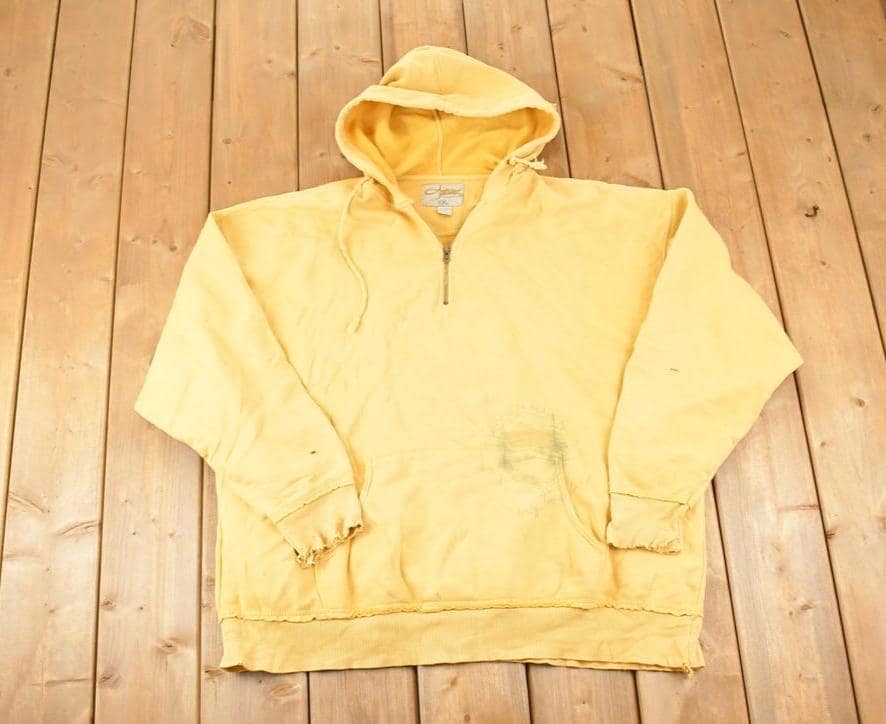 Vintage 1990s Artisans Hidden Haven Resort Quarter Zip Graphic Print Hoodie Sweatshirt Mens XL