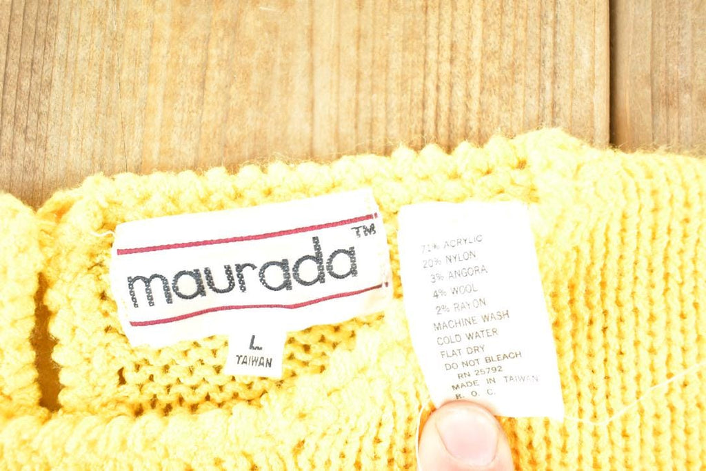 Vintage 1980s Maurada Knit Abstract Pattern Crewneck Sweater Womens L /