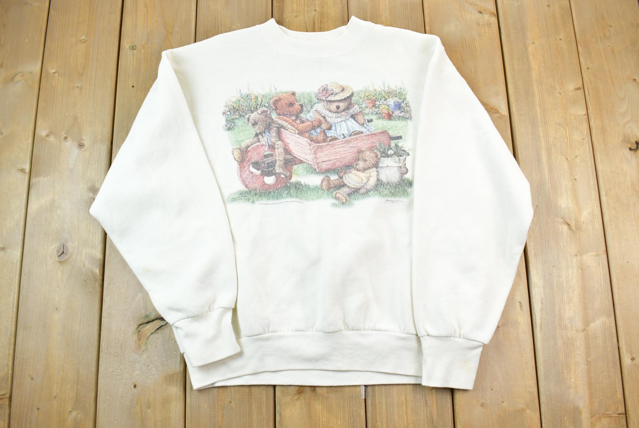 Vintage 1995 Impulse Wear Teddy Bear Picnic Cute Crewneck Sweater