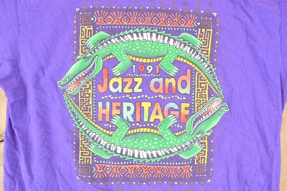 Vintage 1991 Jazz And Heritage Souvenir Travel T-Shirt Women's XL