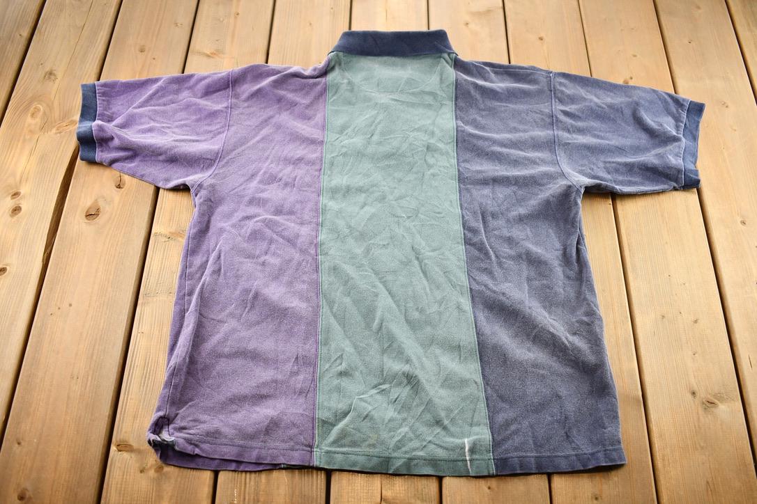 Vintage 1990s Halifax Three Tone Color Block Polo Shirt