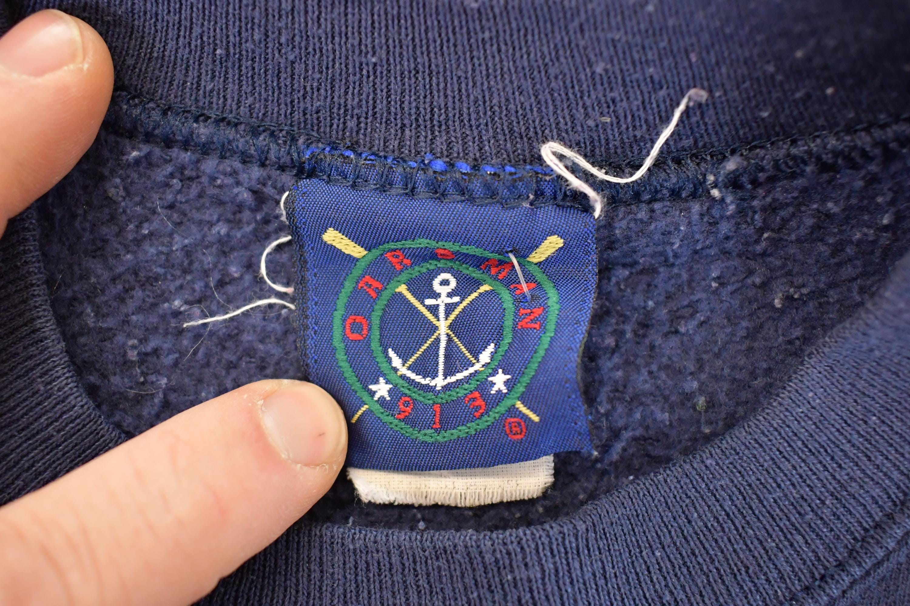 Vintage 1990s Oarsman Minnetonka Embroidered Plaid Football Crewneck Sweatshirt Men's L