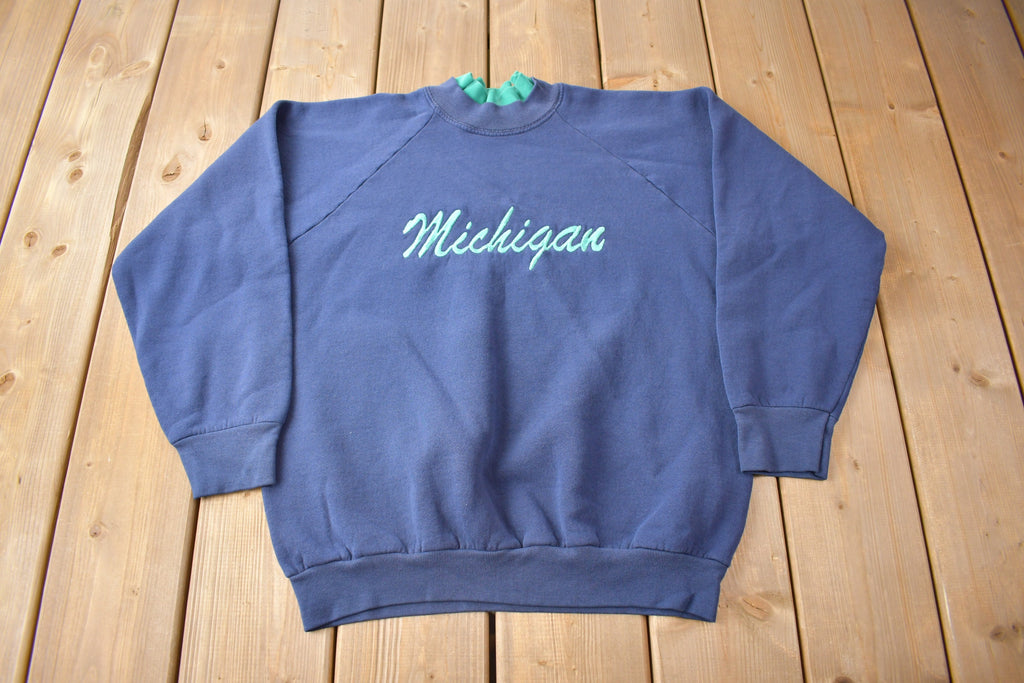 Vintage 1980s Michigan Embroidered Crewneck Sweatshirt  80s Crewneck  Souvenir Sweater  Streetwear  Made In USA