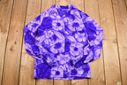 Vintage 1970s Monochromatic Floral Hawaiian Button-Up Blouse