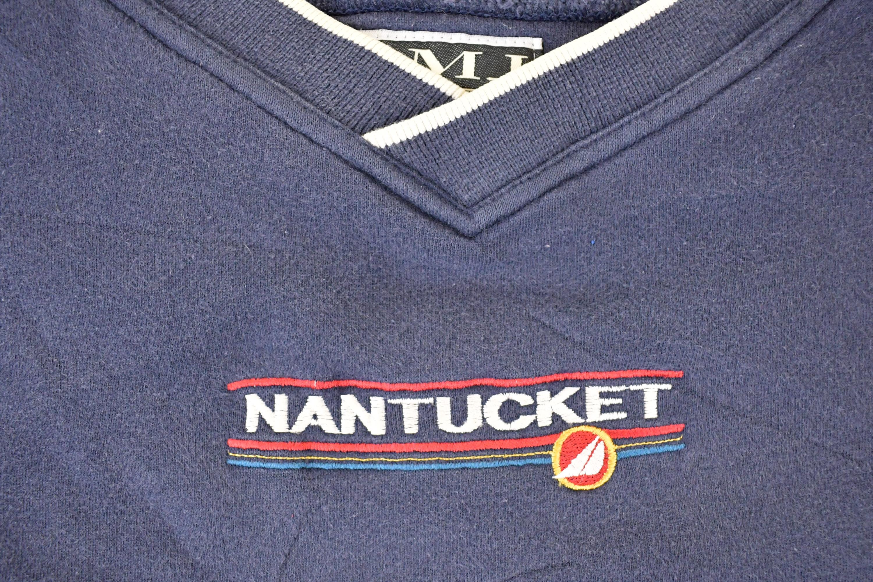 Vintage 1990s Nantucket Embroidered V Neck Sweatshirt Men's L