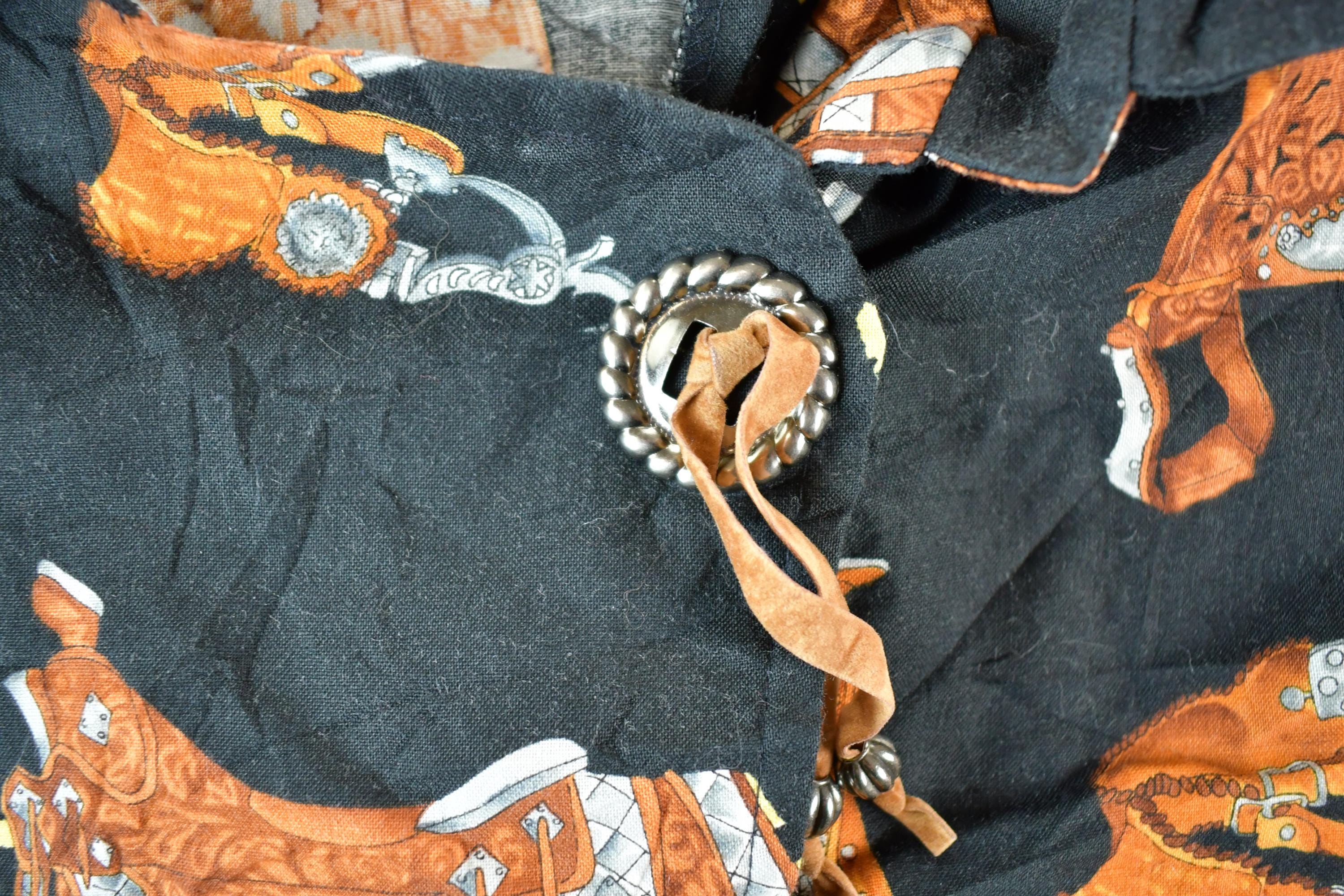 Vintage 1990s Roper Western Button Up AOP Saddle Print Shirt Men's L