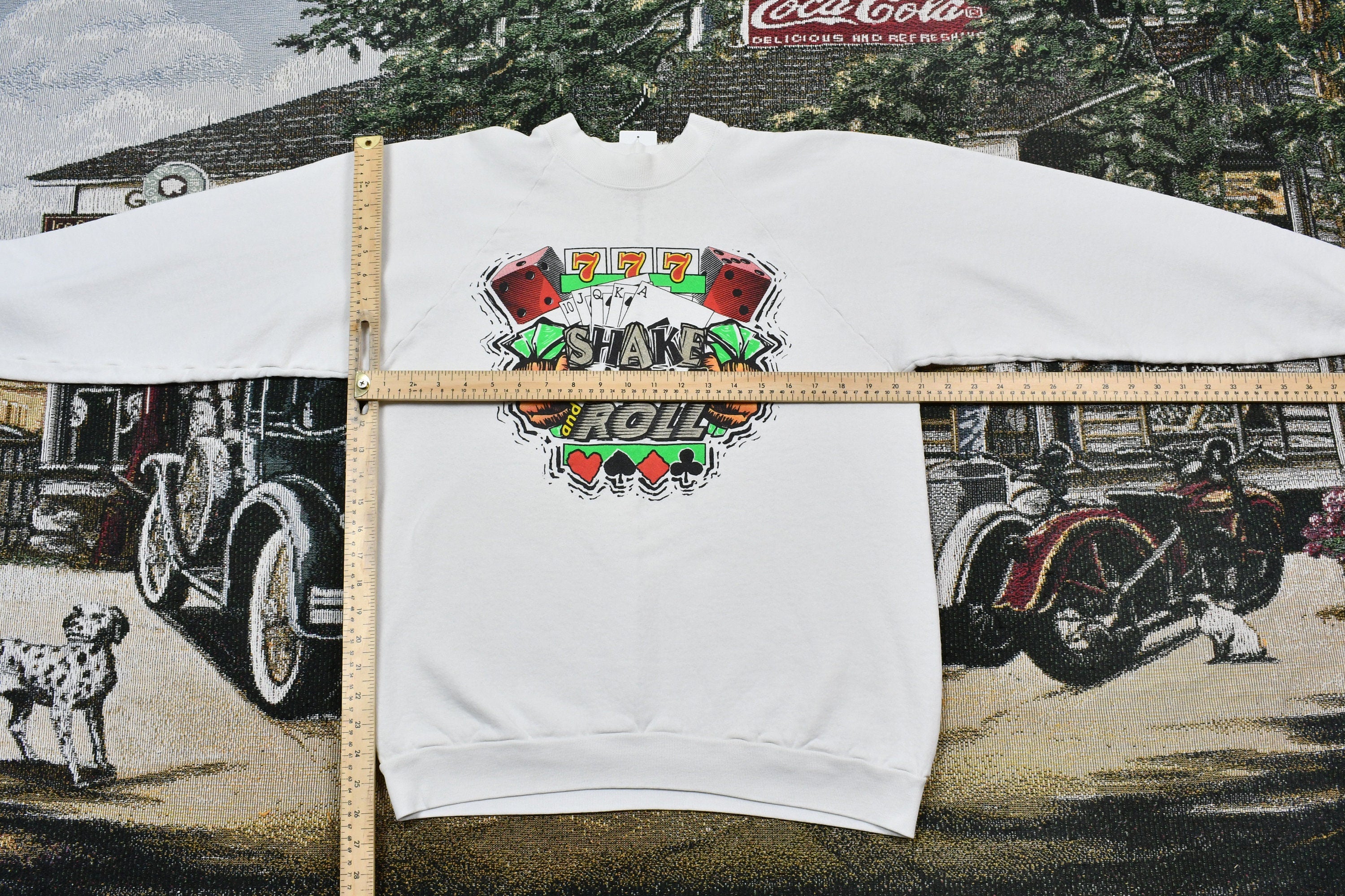 Vintage 1990s Gambling Casino Theme Raglan Crewneck