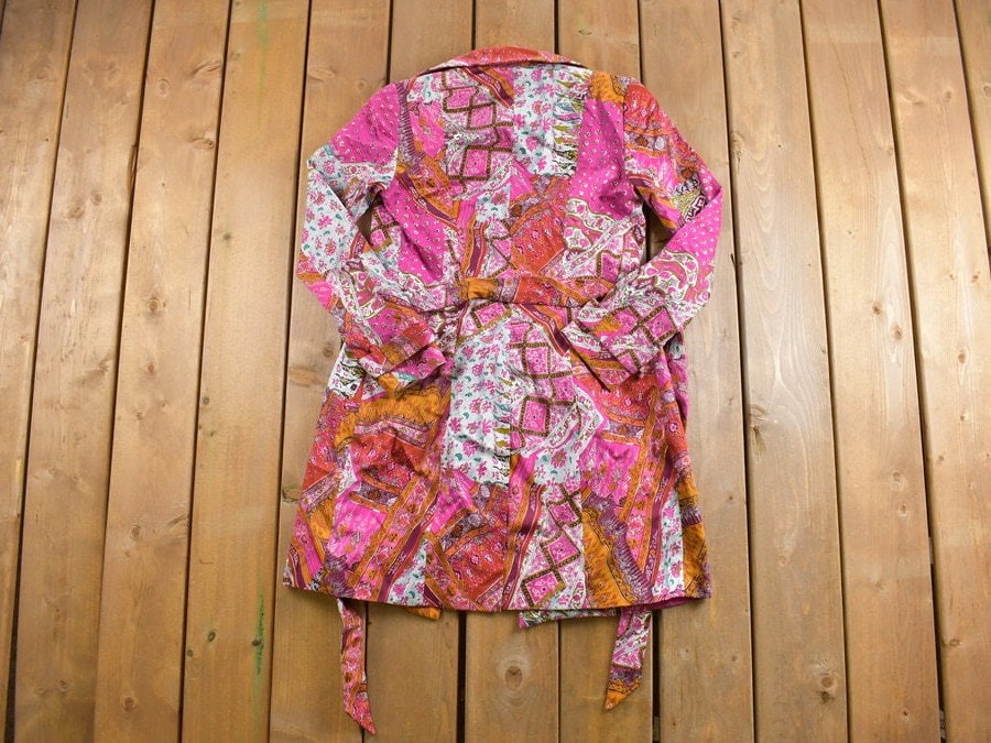 Vintage 1990s Dana Buchman Abstract Pattern Full Length Coat