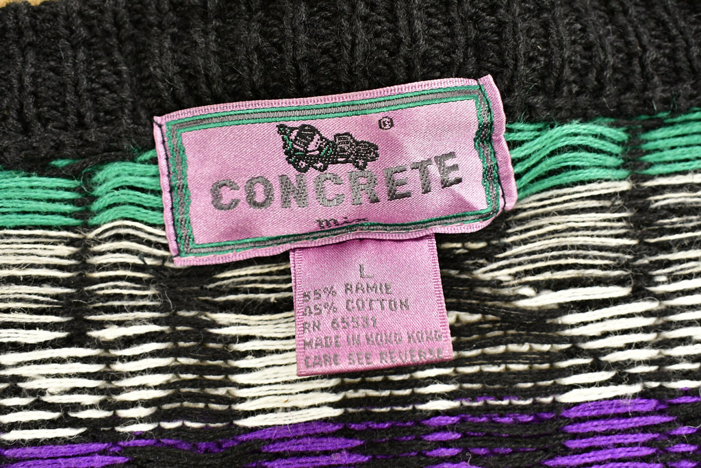 Vintage 1990s Concrete 3D Cable Knit Cardigan Sweater