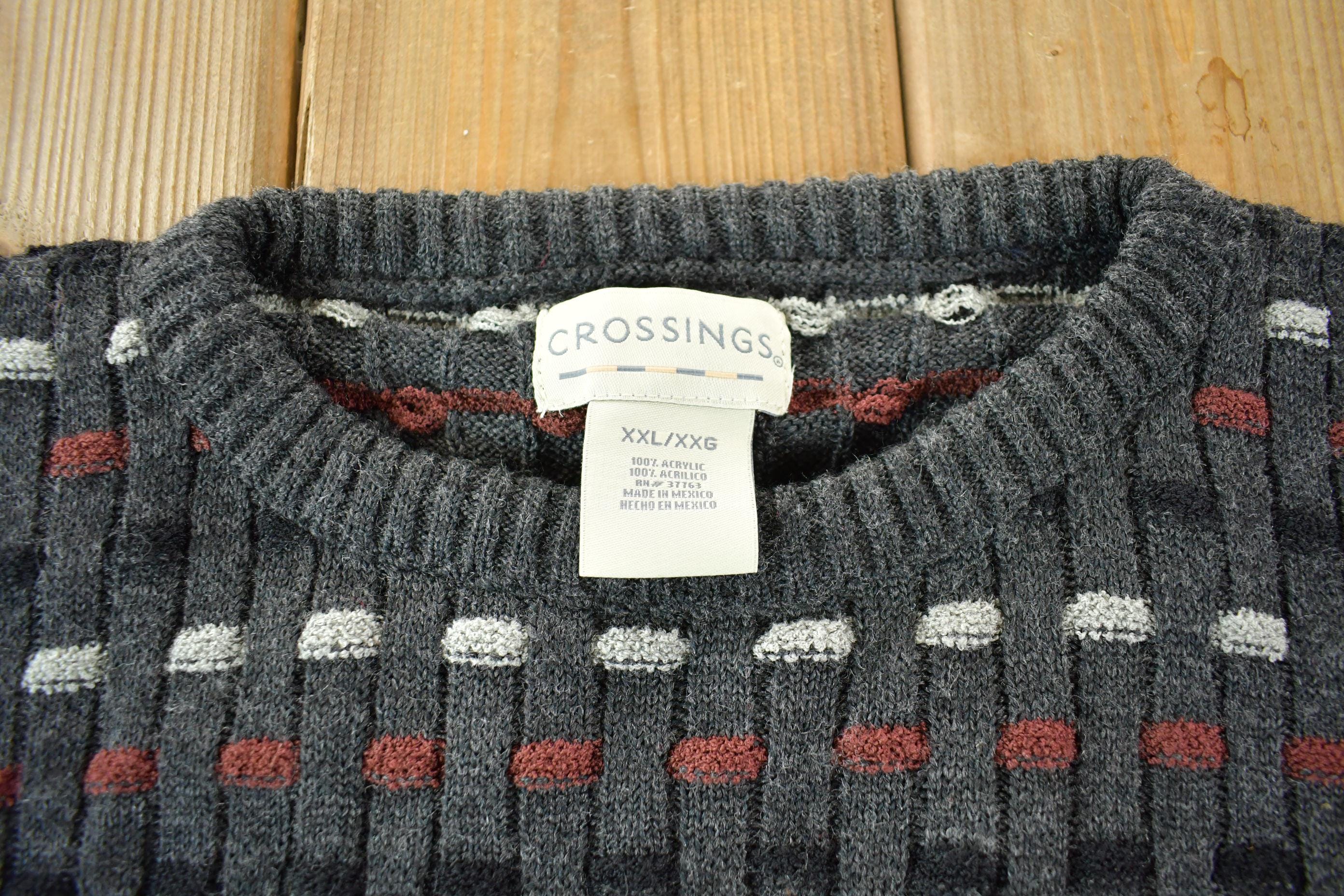 Vintage 1990s Crossings Knit Abstract Pattern Crewneck Sweater
