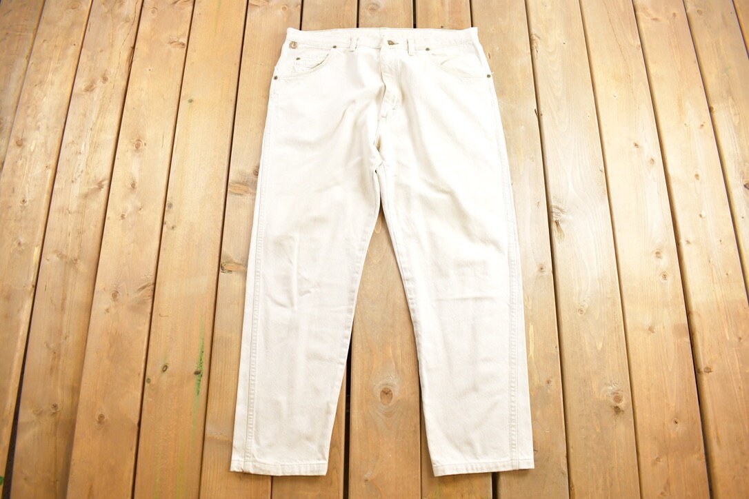Vintage 1980s Wrangler White Jeans Size 37 x 28.5