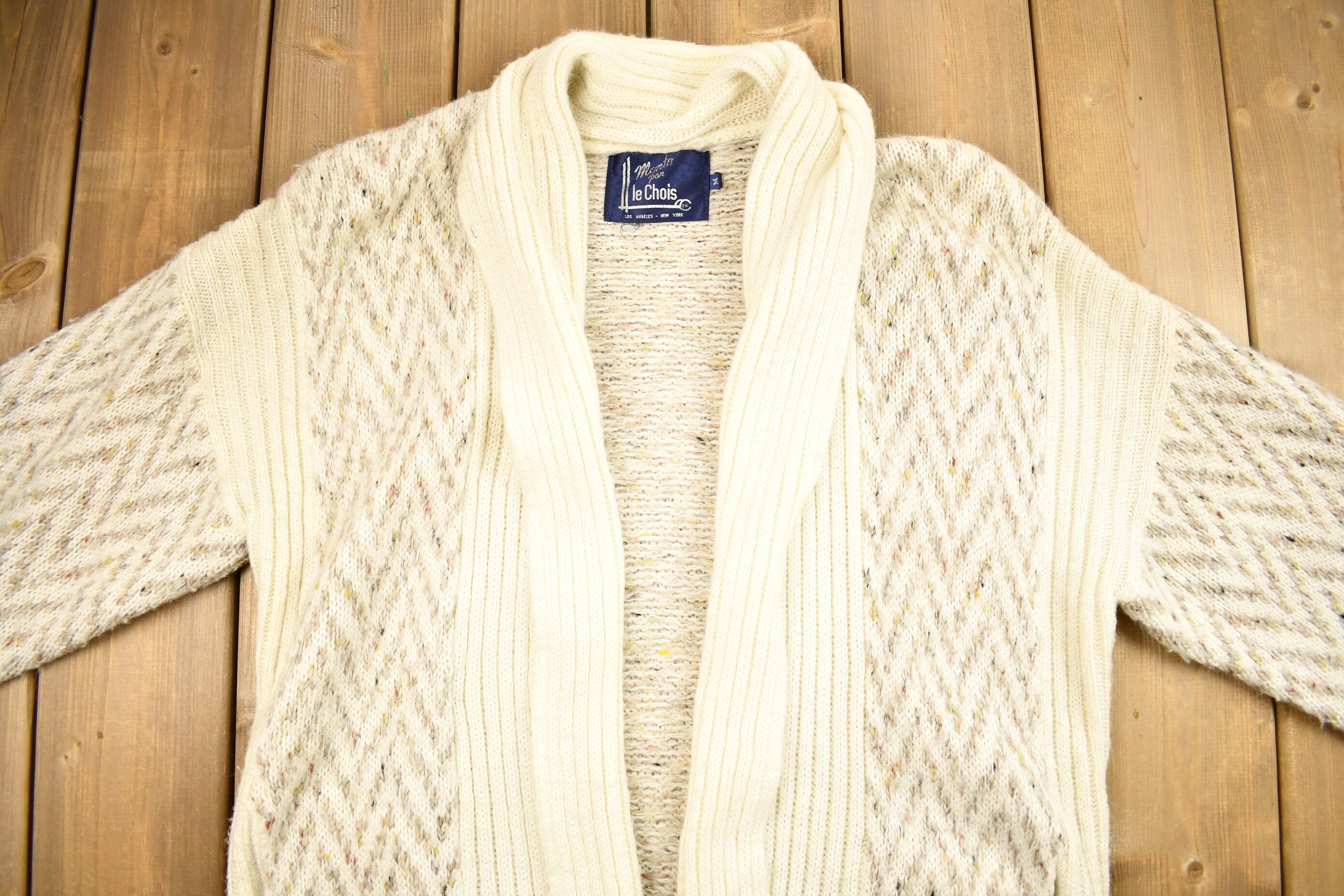 Vintage 1980s Monto Pan Le Chois Long Shall Cardigan Sweater