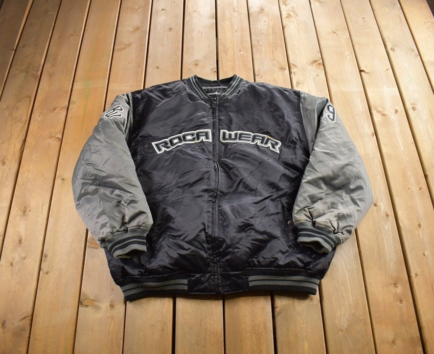 Vintage 2000s Rocawear Embroidered Zip Up Satin Jacket Size 2XL