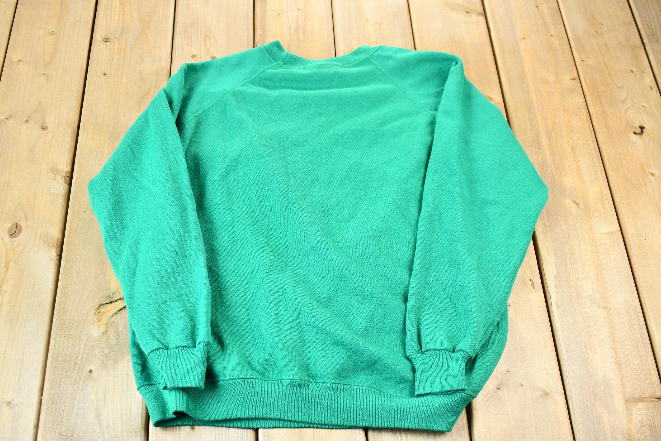 Vintage 1990s Hanes Her Way Women's Blank Light Green Crewneck Sweatshirt