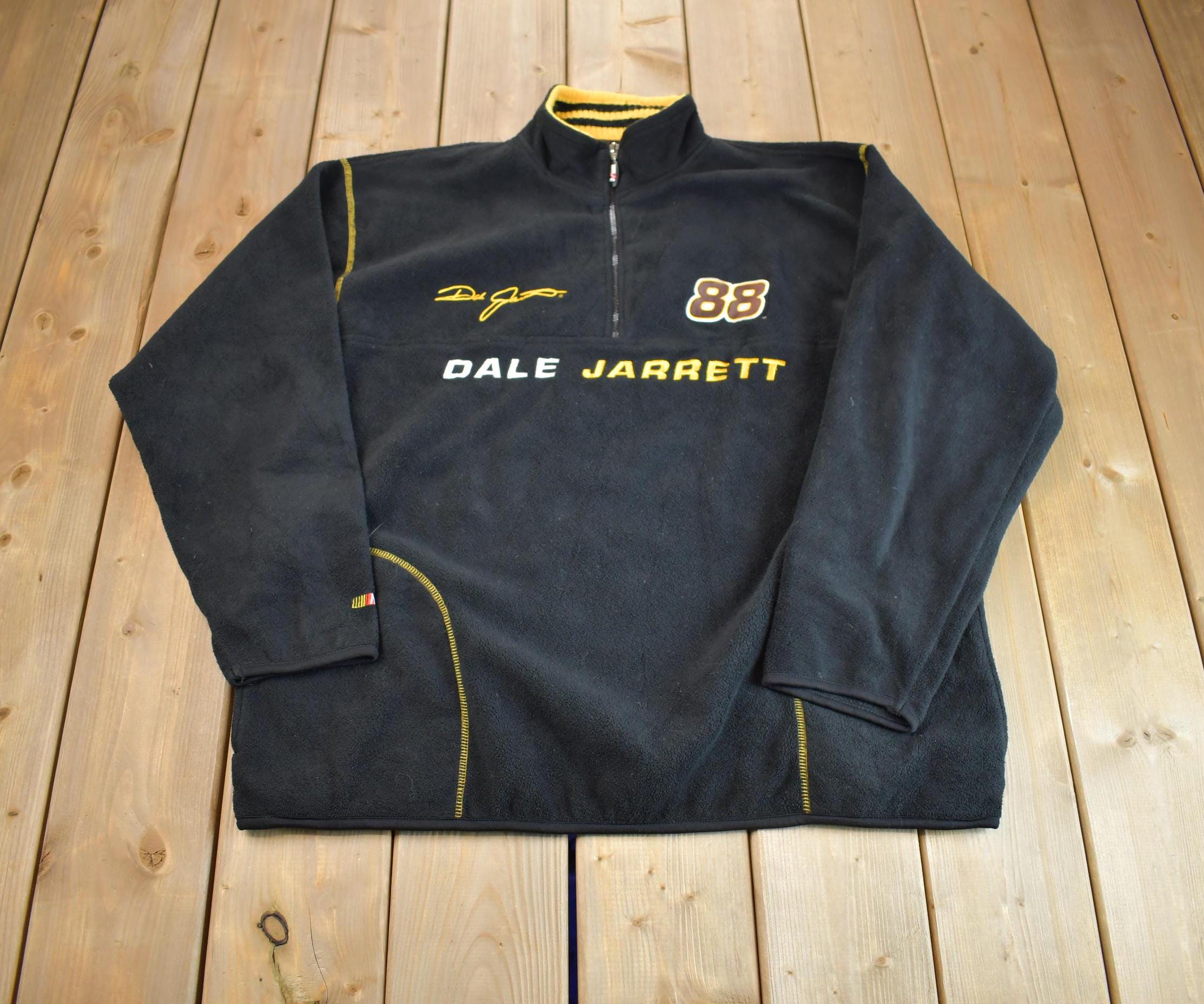 Vintage 1990s Nascar Dale Jarrett Embroidered Fleece Sweater
