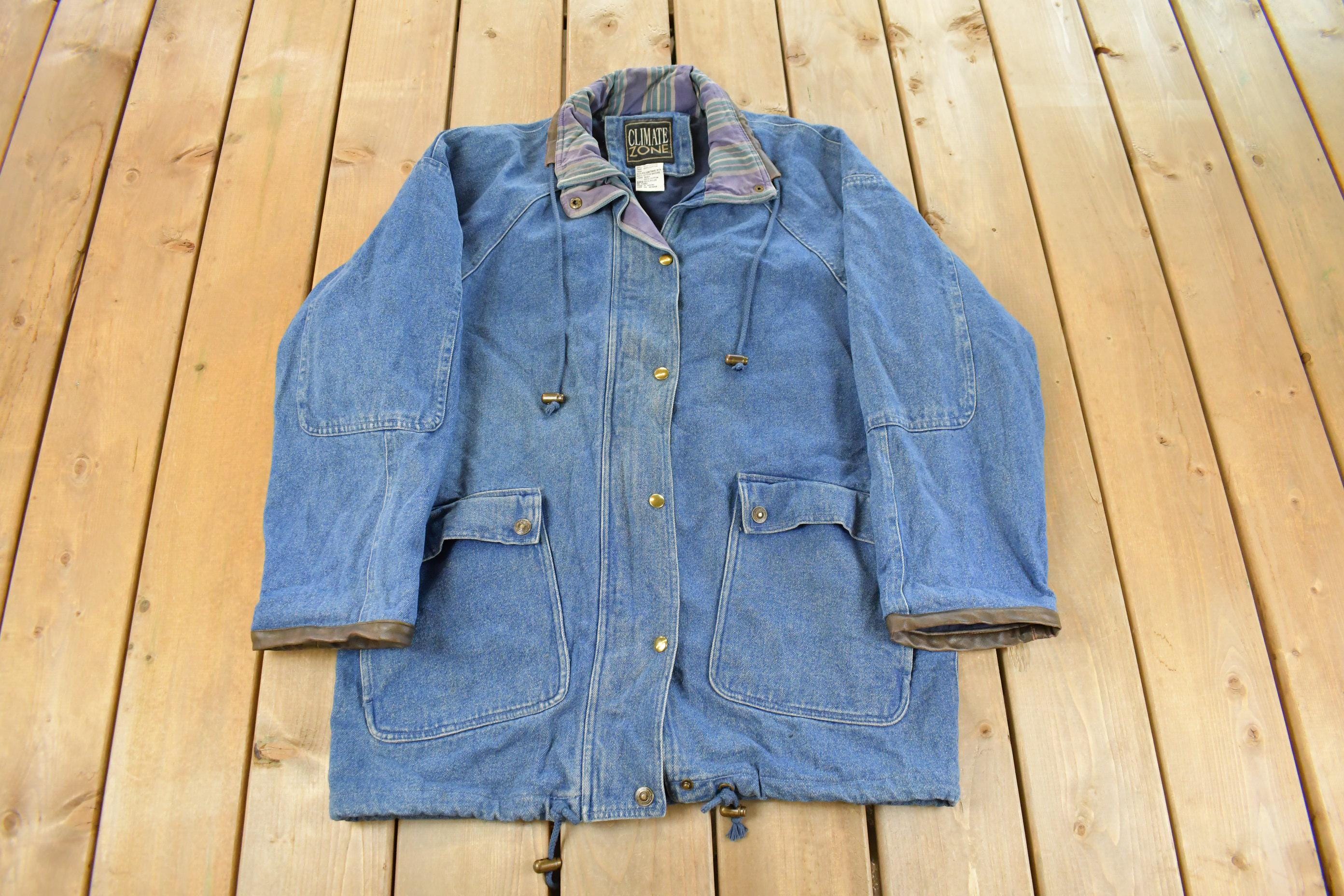Vintage 1990s Climate Zone Denim Jean Chore Coat Women's Medium