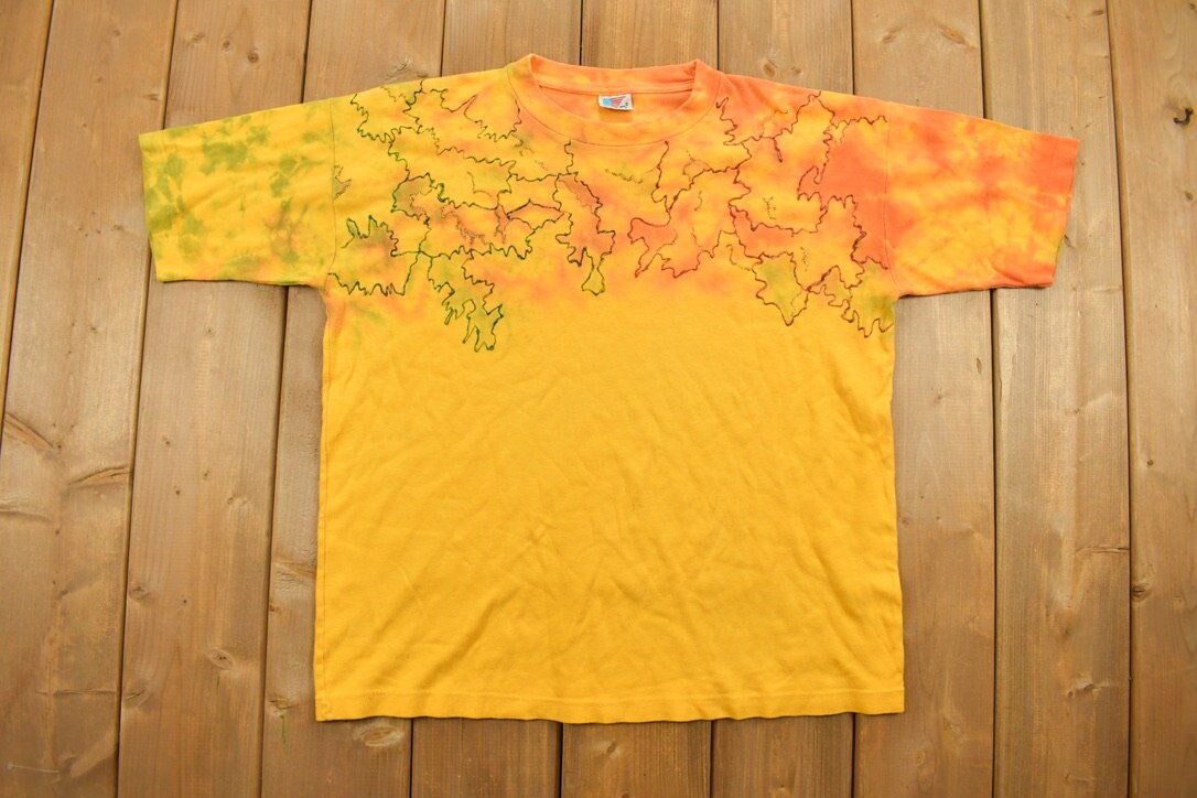 Vintage 1990s Super T's Yellow Tie Dye T-shirt