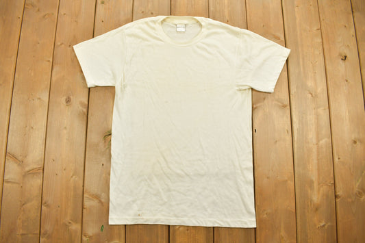 Vintage 1980s Blank White T Shirt / Made in USA / Vintage T Shirt / Streetwear / Single Stitch / Raglan / Vintage Blank / Stanfields