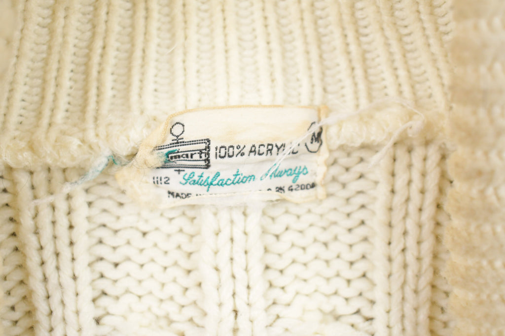 Vintage 1980s Cable Knit Button Up Cardigan Sweater