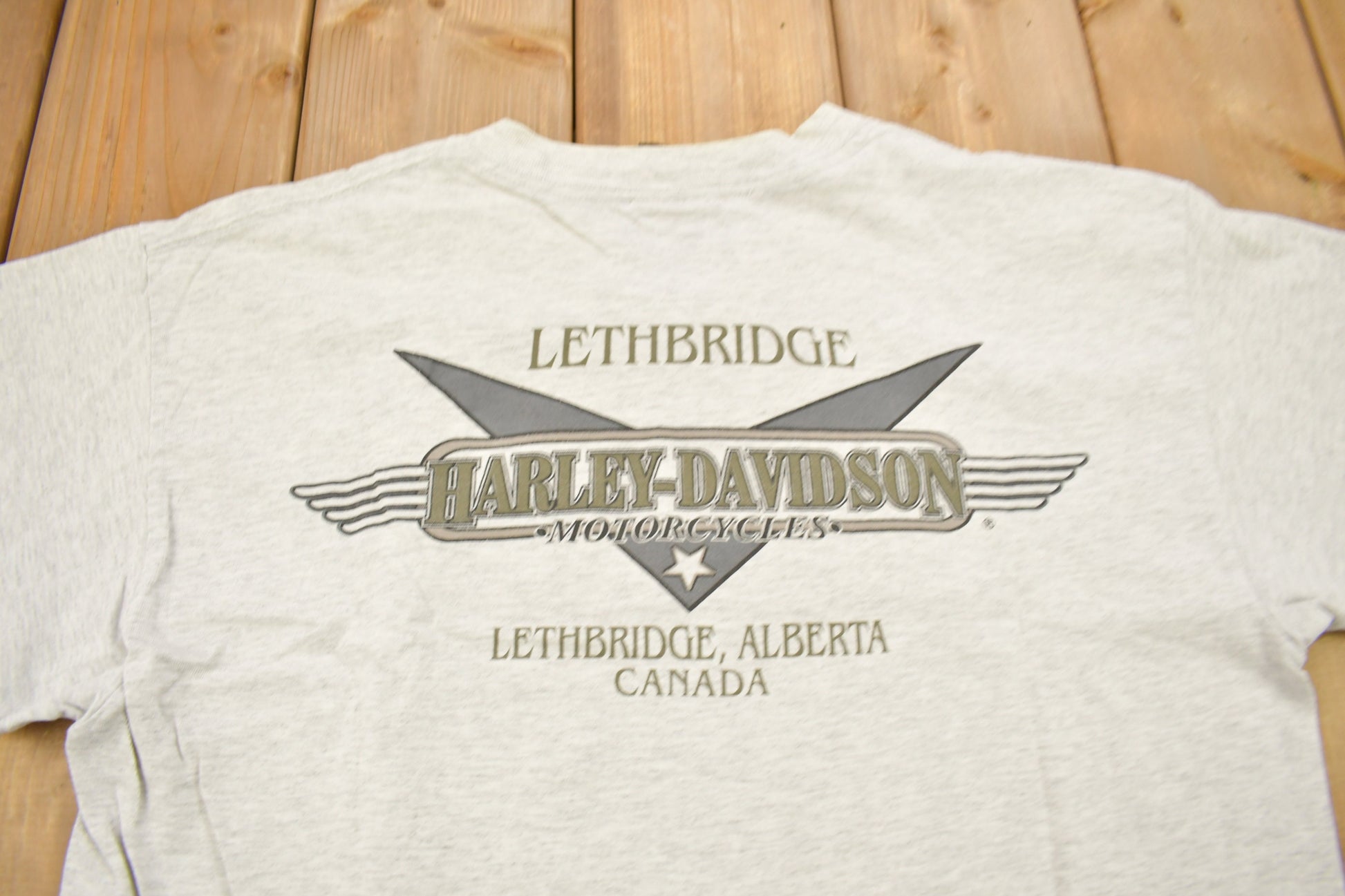 Vintage 1990s Lethbridge Harley Davidson Alberta Canada T-Shirt Made In Canada
