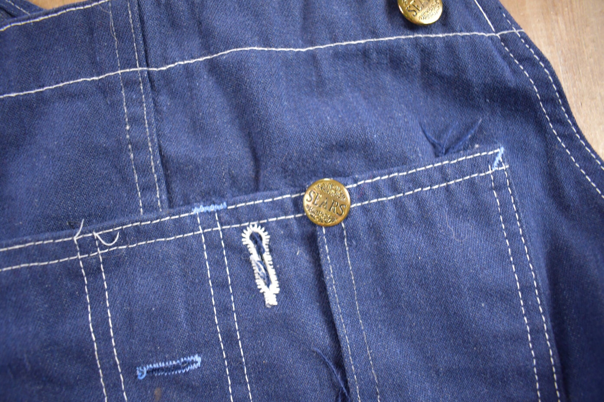 Vintage 1970s Sears Blue Denim Overalls Size 42 x 28
