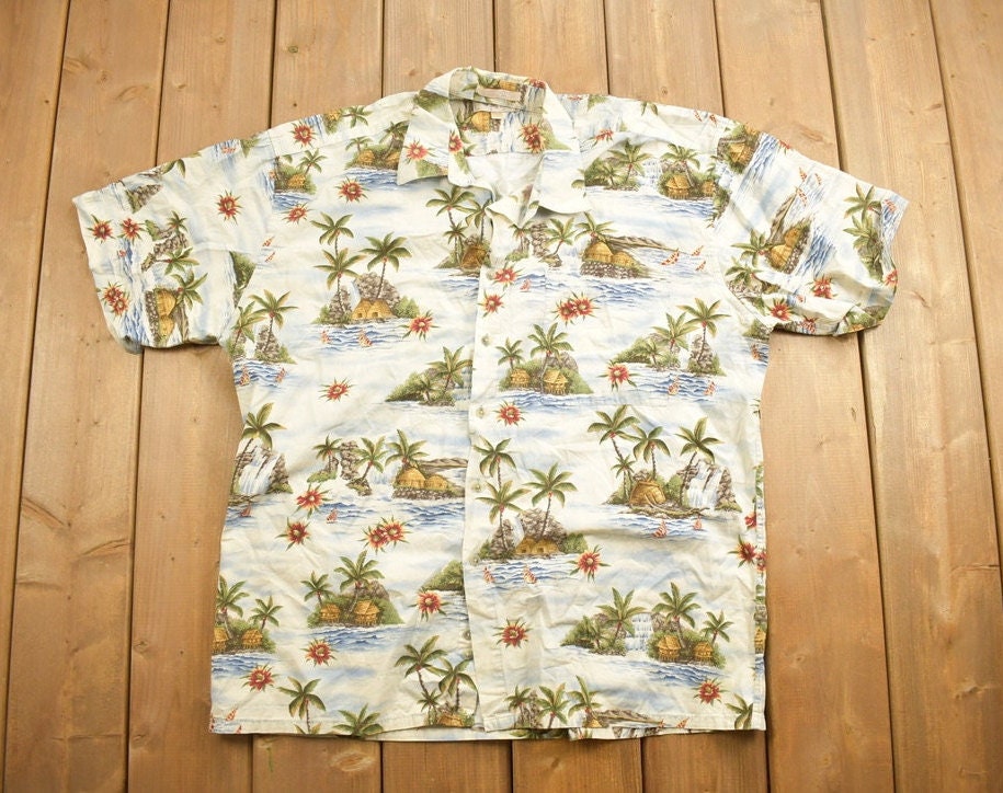 Vintage 1990s Campia Tropical Theme Button Up Shirt