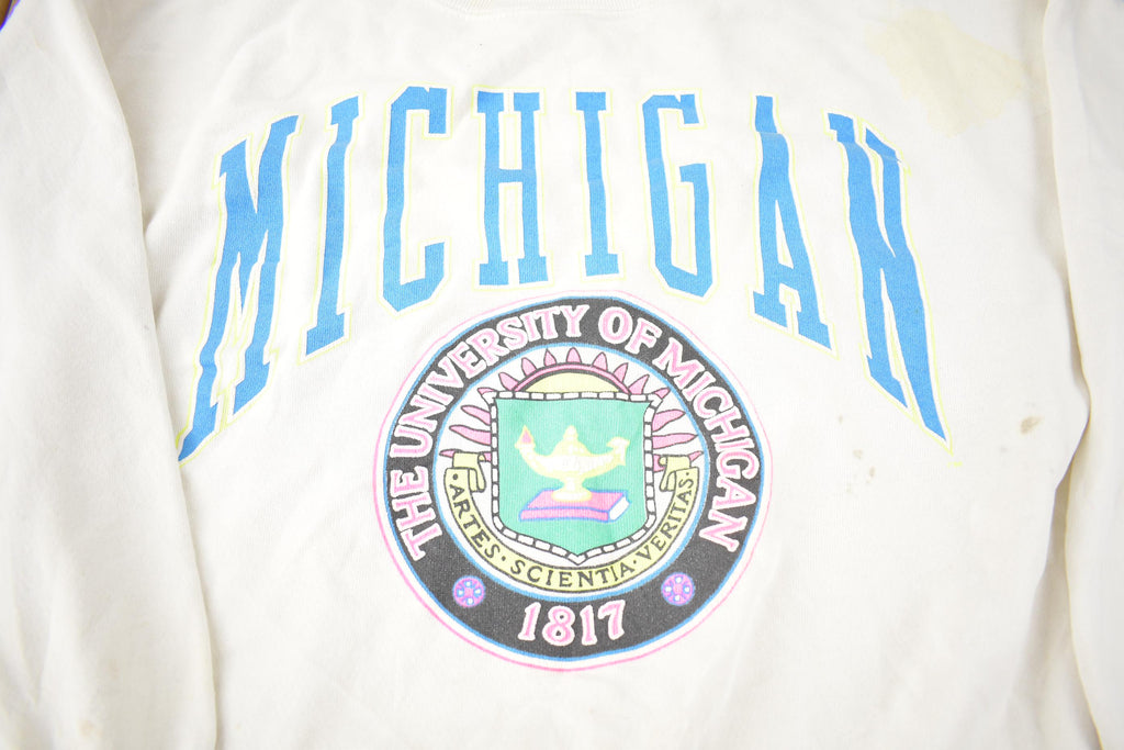 Vintage 1980s University Of Michigan Distressed Crewneck Made In USA