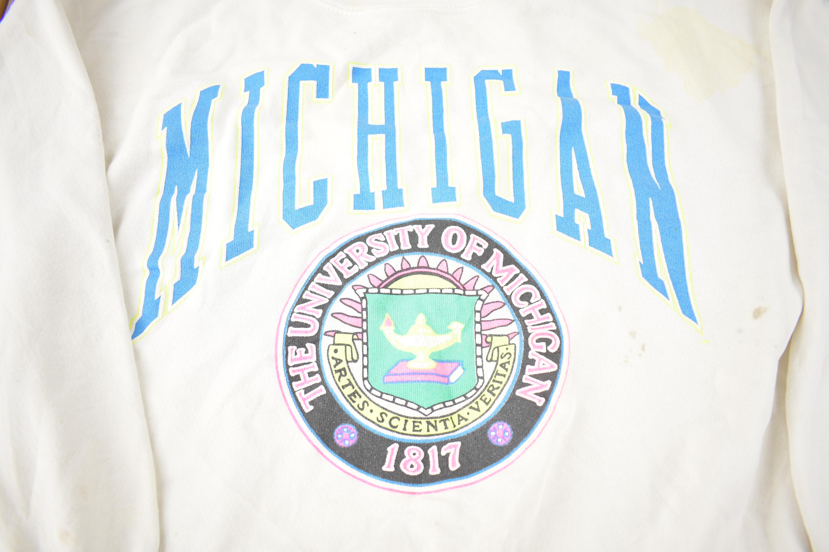 Vintage 1980s University Of Michigan Distressed Crewneck Made In USA