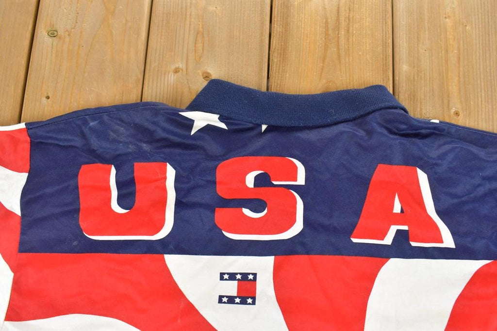 Vintage 1990s USA American Flag Eagle All Over Print Graphic Button Up Shirt  Vintage T Shirt  Streetwear  Graphic Tee  Single Stitch