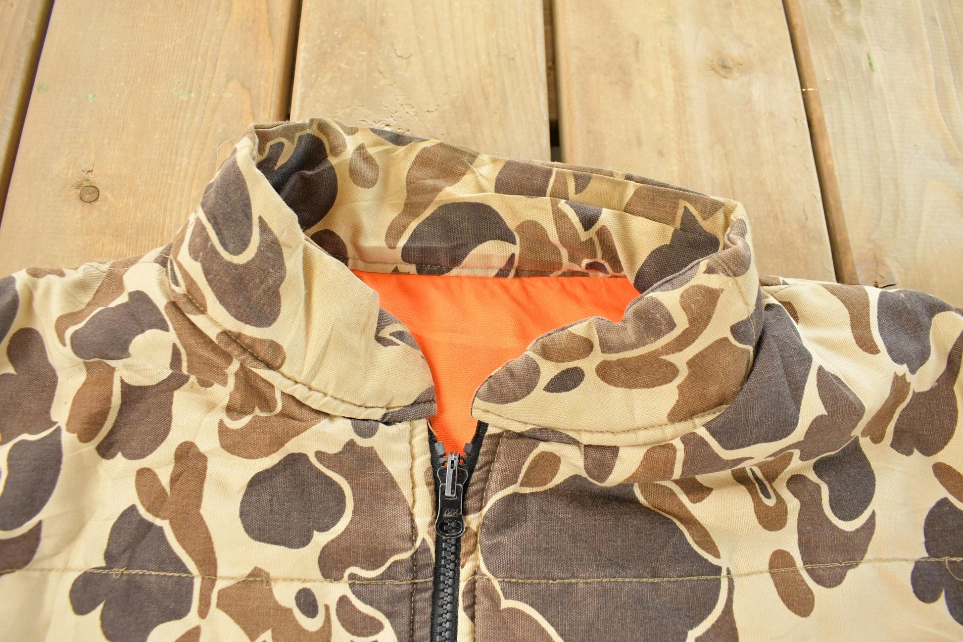 Vintage 1980s Walls Reversible Hi Vis Duck Camo Puffer Jacket Men's XL / Vintage Bubble Jacket / Made in USA / True Vintage / Outdoors