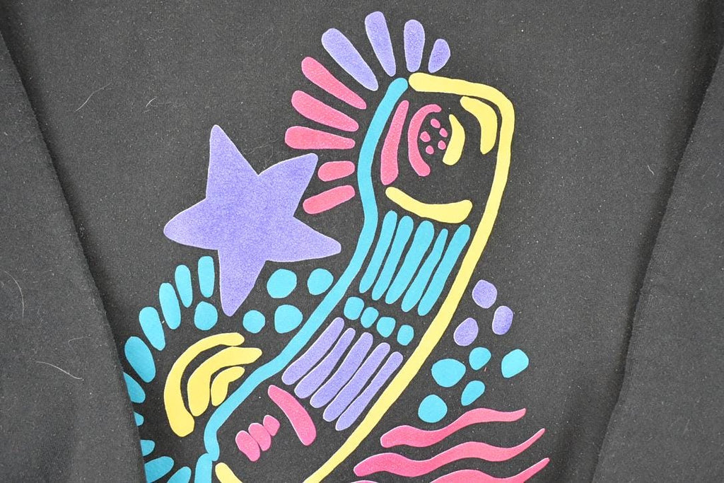 Vintage 1990s Meridian 1 Neon Phone Graphic Print Crewneck Sweatshirt Men's L