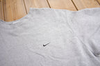 Vintage Y2K Nike Heather Grey Embroidered Mini Swoosh Crewneck Sweatshirt
