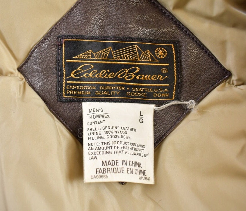 Vintage 1990s Eddie Bauer Genuine Leather Puffer Jacket