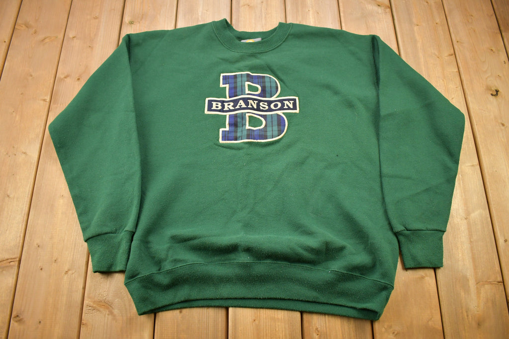 Vintage 1990s Branson University Collegiate Crewneck / Embroidered / Made In USA / Sportswear / Americana