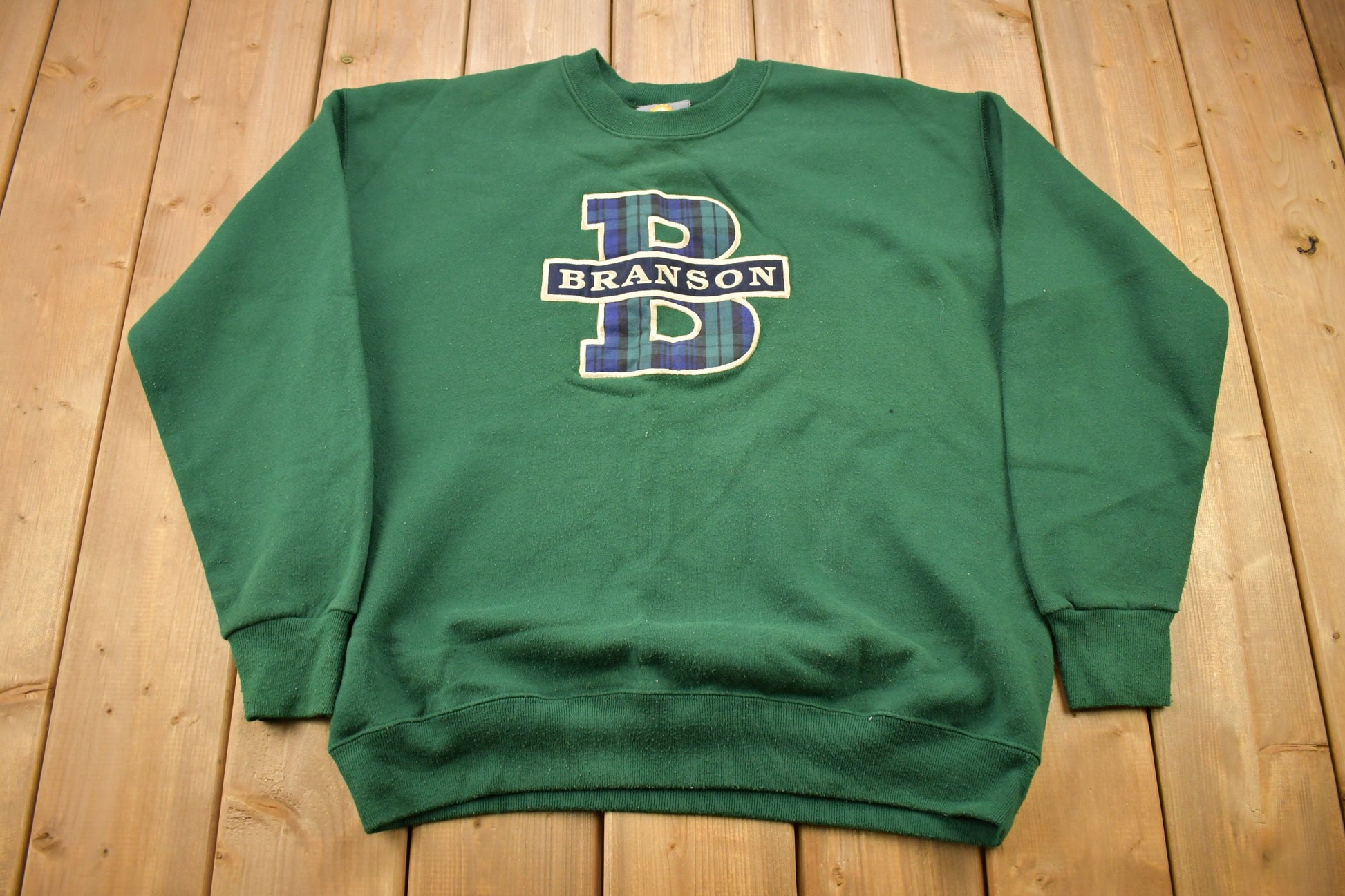 Vintage 1990s Branson University Collegiate Crewneck / Embroidered / Made In USA / Sportswear / Americana