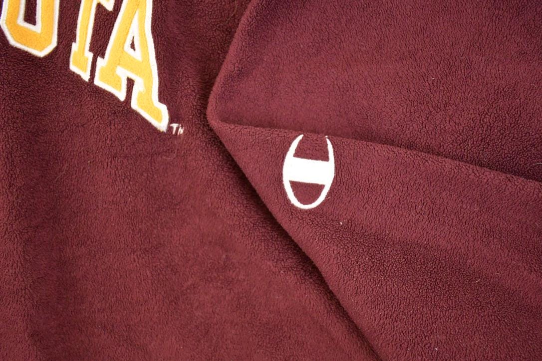 Vintage 1990s Champion Minnesota Quarter Zip Fleece Collegiate Sweater Men's XL