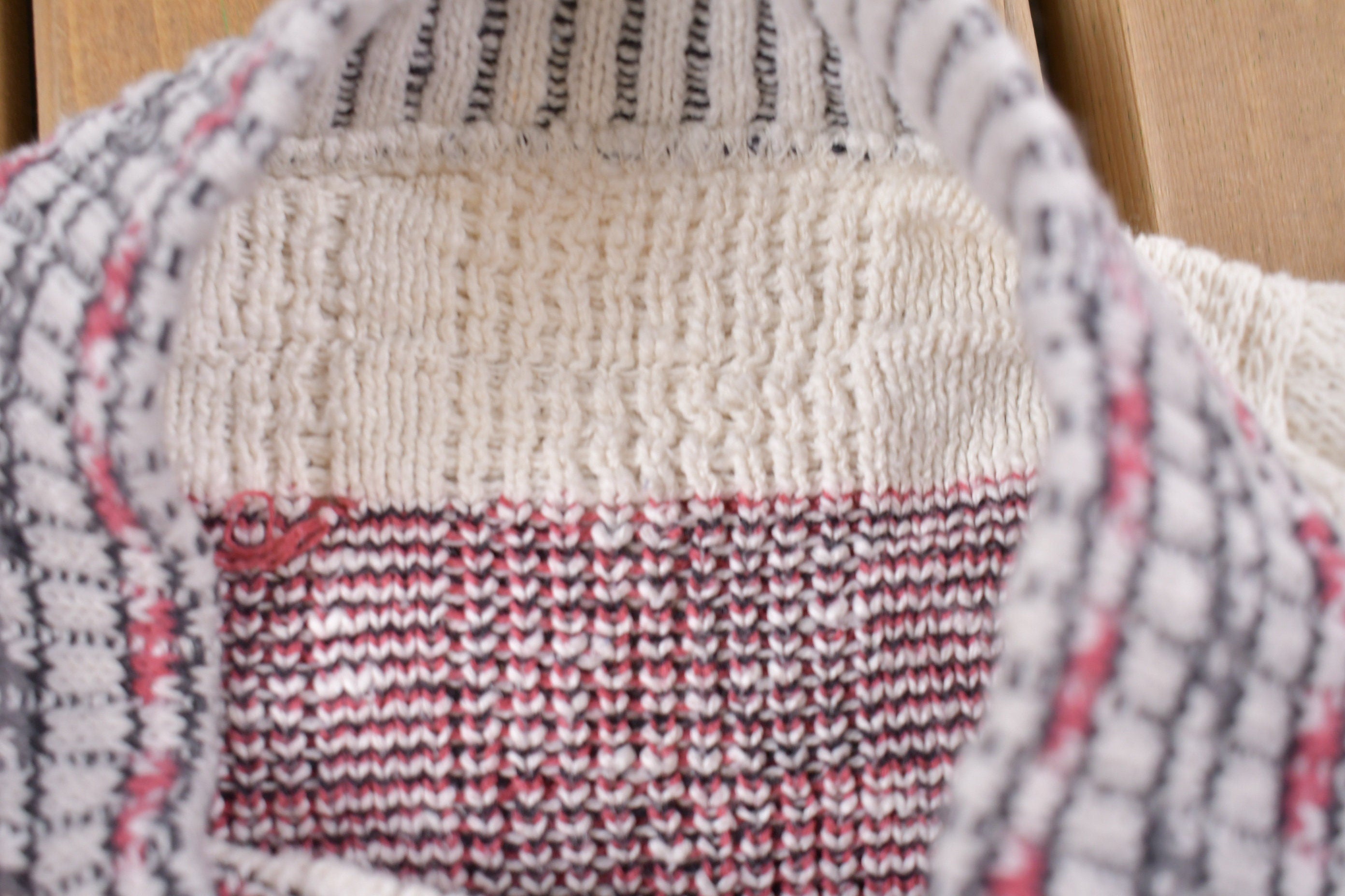 Vintage 1990s 3D Colored Cable Knit Crewneck Sweater