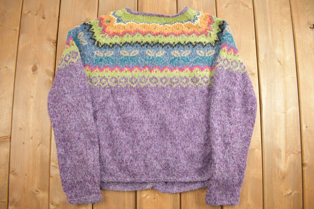 Vintage 1990s Rainbow Floral Knitted Cardigan Sweater