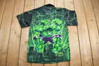 Vintage 2002 The Incredible Hulk All Over Print Button Up T-Shirt Marvel Superhero All Over Print