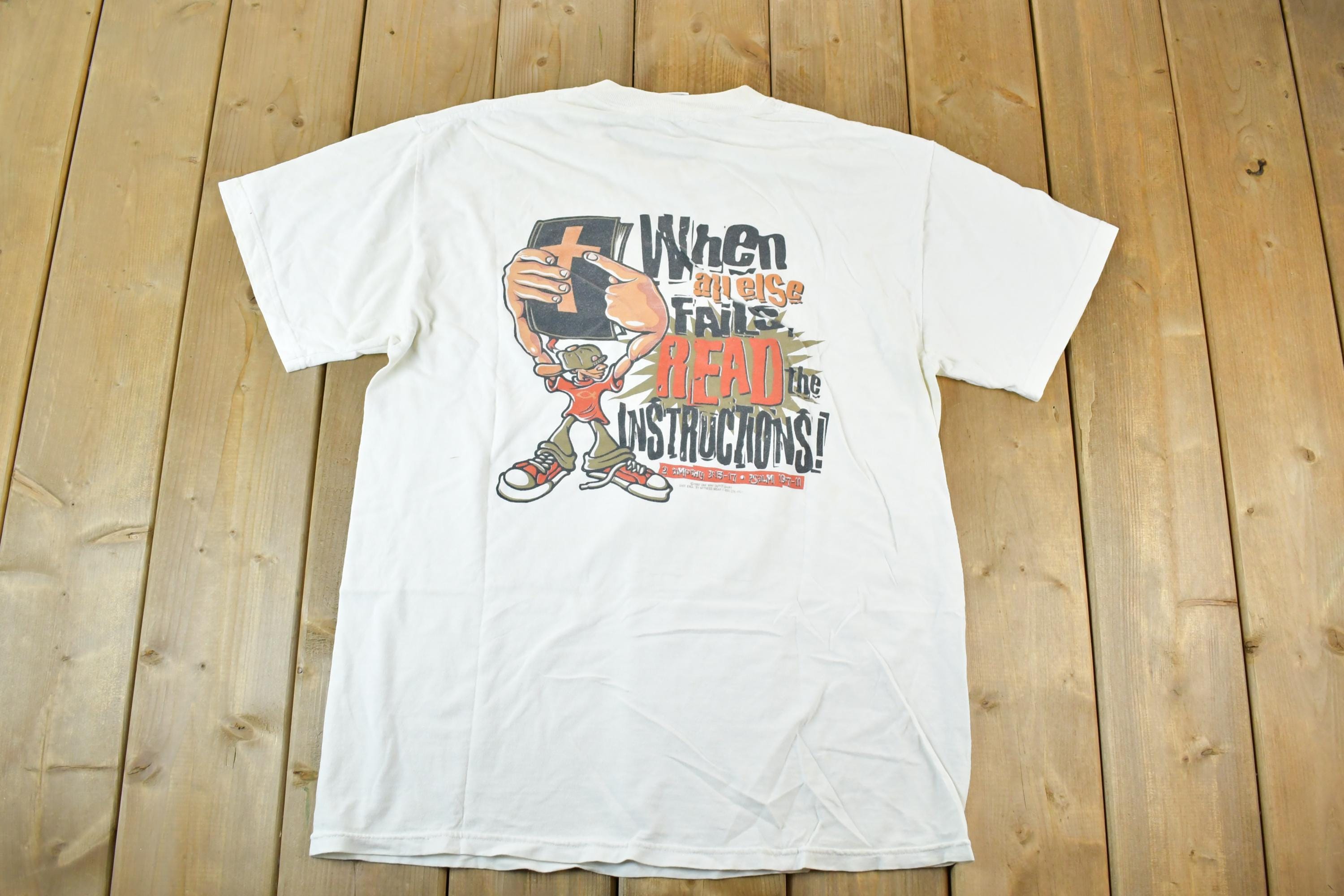 Vintage 1997 Bible Read The Instructions Souvenir T-Shirt Mens L